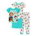 Paw Patrol Toddler Girl Snug Fit Cotton Short Sleeve Pajamas, 4-Piece Set 12M-5T