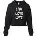 Junior's Dripping Live Love Lift V276 Black Cropped Fleece Hoodie Large