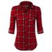 JJ Perfection Womens Long Sleeve Collared Button Down Plaid Flannel Blouse Shirt