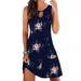 Rinhoo Women Bohemian Floarl Printed Cutout Crew Neck Sleeveless Mini Dress