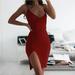 Dresses for Women Spring Women Sleeveless Solid Color Sexy Wrap Waist Sling Casual Women's Dress