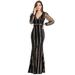 Ever-Pretty Women's Mermaid Sequin Illusion Sleeve Semi Formal Dresses for Women 00382 Black US12