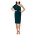 XSCAPE Womens Green Sleeveless Asymmetrical Neckline Below The Knee Sheath Cocktail Dress Size 10