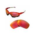 Walleva Fire Red Replacement Lenses for Oakley Racing Jacket Sunglasses