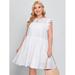 Women's Plus Size Ruffle Trim Sleeveless Schiffy Dress