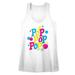 Dum Dums Pop Pop Pop White Junior Women's Racerback Tank Top