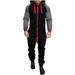 Mens Jumpsuit Drawtsring Hooded Zip up One Piece Tracksuit with Pockets