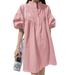 ZANZEA Women Short Sleeved Loose Mini Dress Party Holiday Short Dresses