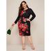 Women's Plus Size Keyhole Neck Floral Print Dress