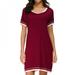 Newway Women Dress Cotton Solid Color Round Neck Short Sleeve Nightdress Solid Color Clothes