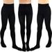 TeeHee Kids Girls Fashion Microfiber Tights 3 Pair Pack (3-5 Years, Black)