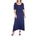 24seven Comfort Apparel Plus Size Elbow Length Sleeve Maxi Dress