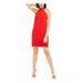 TRINA TURK Womens Red Sleeveless Halter Above The Knee Body Con Evening Dress Size 2