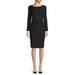 DONNA KARAN Womens Black Tie Solid Long Sleeve Boat Neck Above The Knee Body Con Cocktail Dress Size 6
