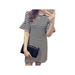 Nicesee Women Summer Casual Dress Short Sleeve Striped Dress Slim