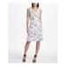 DKNY Womens White Floral V Neck Above The Knee A-Line Dress Size 14