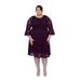 SLEEKTRENDS Womens Plus Size Sequin Lace Bell Sleeve Fit and Flare Party Dress (20W, Plum)
