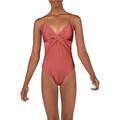 Kenneth Cole New York Womens Shimmer Twist Front One-Piece Swimsuit