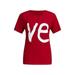 ZIYIXIN Couple Red Short Sleeve Round Collar Letters Printed Pattern T-Shirt