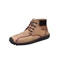 UKAP Mens Leather Shoes Casual Work Boots Hand Stitching Outdoor Driving Ankle Boots