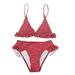 TureClos Ruffle Hem Women Swimwear Sexy Elastic Two Piece Swimsuit Summer Swimming Suit