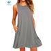 Deago Women's Summer Cotton Sleeveless Beach Dress Casual Swing T-Shirt Pocket Loose Dresses Plus Size (Gray, M)