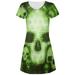 Halloween Cyber Space Alien Skull All Over Juniors V-Neck Dress