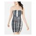 JUMP Womens Gray Snake-embossed Sleeveless Strapless Mini Body Con Cocktail Dress Size L