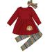Baby Girls Thanksgiving Day Outfits Long Sleeve Turkey Dress Top With Floral Legging pant and Headband 3-4 Year