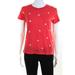 Wildfox Womens Football Star No 9 Tee Hot Lipstick Red White Size Extra Small