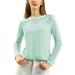 Allegra K Women's Lace Floral Crew Neck Chiffon Long Sleeves Top