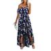 Colisha Bohemia High Low Hem Long Dresses for Women Off Shoulder Floral Maxi Dress Summer Beach Sundress Ladies Fashion Ruffle Party Holiday Dress