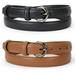 2 Pack Women Leather Belt Waist Skinny Dress Belts Solid Pin Buckle Belt for Jeans Pants