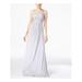 ADRIANNA PAPELL Womens Silver Sleeveless Asymmetrical Neckline Full-Length Sheath Evening Dress Size 8