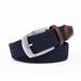 Elastic Fabric Braided Belts For Men Navy W Leather Tip Prong Buckle 1.3in Wide