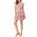 Allegra K Women's V Neck Button Front Cap Sleeve Floral Ruffle Mini Dress