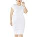 Sexy Dance Womens Solid Plus Size Short Sleeve Dress Sexy Mesh Spilicing Bodycon Dress Business Pencile Dresses Size XL-5XL