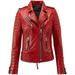 Outfit Craze Women's Red Biker Brando Quilted Motorcycle Leather Jacket (XL)