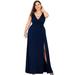 Ever-Pretty Womens Plus Size Long Evening Party Special Occasions Dresses for Women 75052 Navy Blue US16