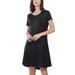 Niuer Women Solid Color Short Dress Summer Holiday Short Sleeve U Neck T Shirt Dress Pockets Pleated Dresses Black L(US 12-14)