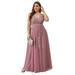Ever-Pretty Womens Lace Tulle Long Plus Size Evening Dresses for Women 75442 Orchid US16