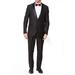 Adam Baker Men's 9-3401 Slim Fit One Button Satin Shawl Collar Tuxedo Suit - Black - 40 Regular