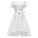 Women's Floral Lace Short Bridesmaid Dress Cap-Sleeve Wedding Formal Party Dress White