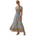 Hawaiian Holiday Boho Beach Floral Maxi Dress For Women Casual Ladies Casual Wrap Summer Paisley Holiday Long Sundress Ladies Cocktail Party Evening Maxi Long Dress Beachwear Size 4-18