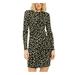 MICHAEL KORS Womens Yellow Ruffled Floral Long Sleeve Crew Neck Above The Knee Sheath Dress Size S