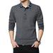 Mens Slim Fit Long-Sleeve Shirt with Plaid Printed Button-Down Collar Solid Golf Polo Athletic Shirt Plus Size Business Shirts