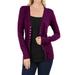 Women Classic Thin Snap Button Front V-Neck Button Down Long Sleeve Ribbed Knit Cardigan