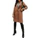 Women Casual Coat Long Sleeve Lapel Coat Fashion Long Sleeve Pocket Solid Color Coat for Women Ladies