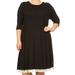 BNY Corner Women Plus Size Solid Crochet Lace Hem Midi Length Casual Dress USA Black 2XL (D511 SD) BNY Corner