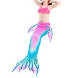 CVLIFE Baby Girls Bikini Swimsuits Mermaid Tail Swimmable Swimwear Beachwear 3PCS Bathing Suits Children Swimming Costume for 2-13Year Kids